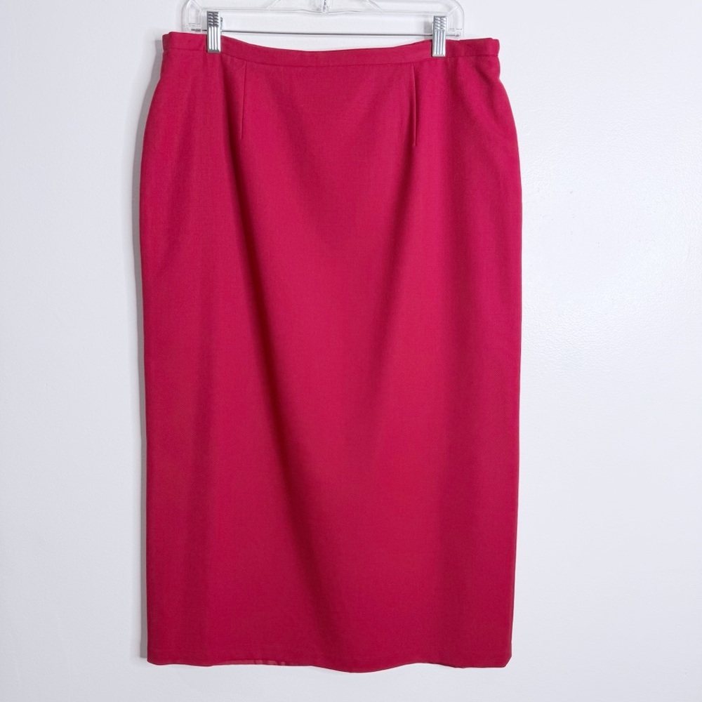 NWOT Sag Harbor Red Midi Skirt 100% Wool Size 16 Dressy Casual Workwear Office